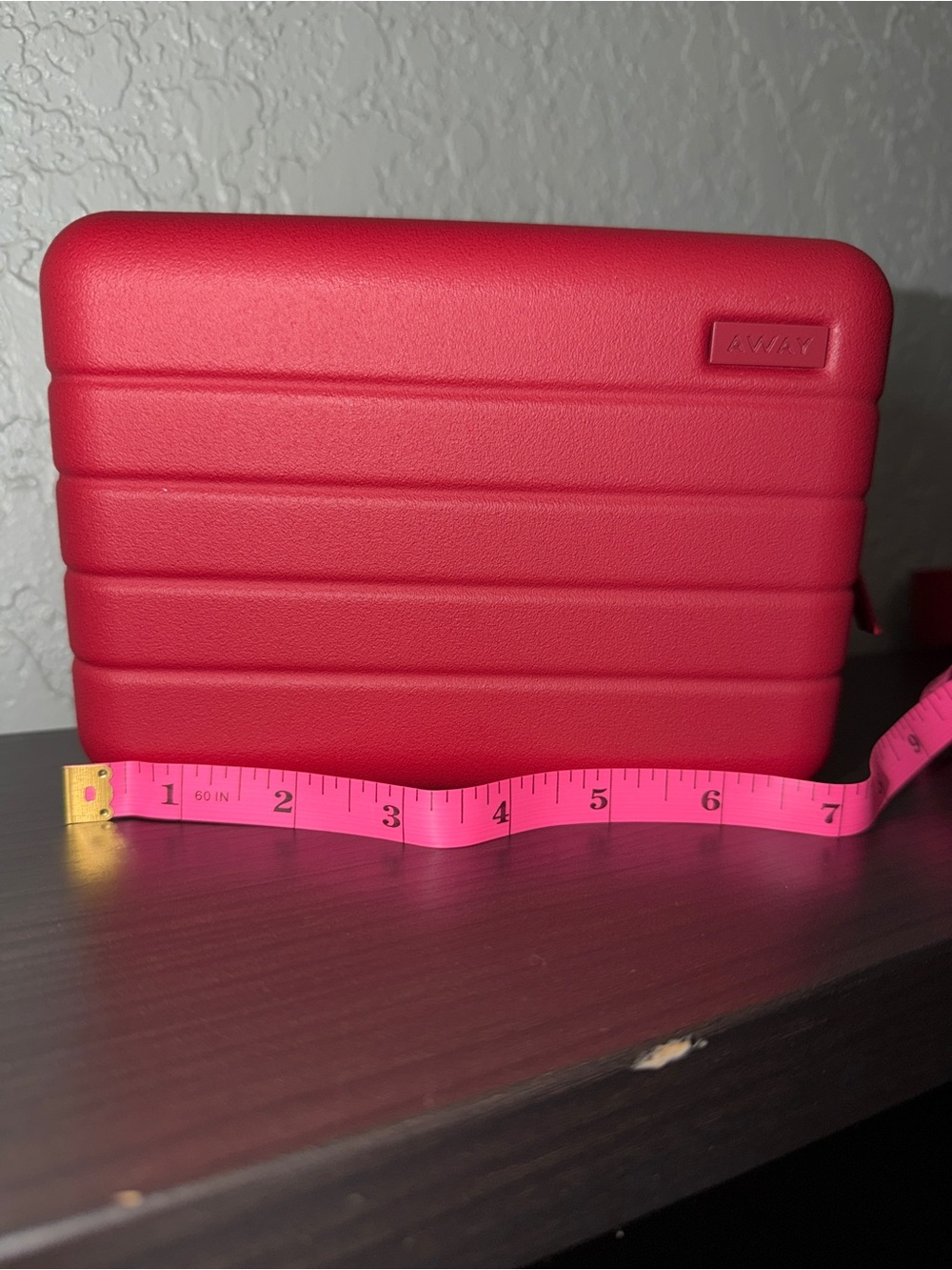 Away Red Hard Shell Mini Purse/makeup case with Ribbed Design. Red